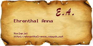 Ehrenthal Anna névjegykártya